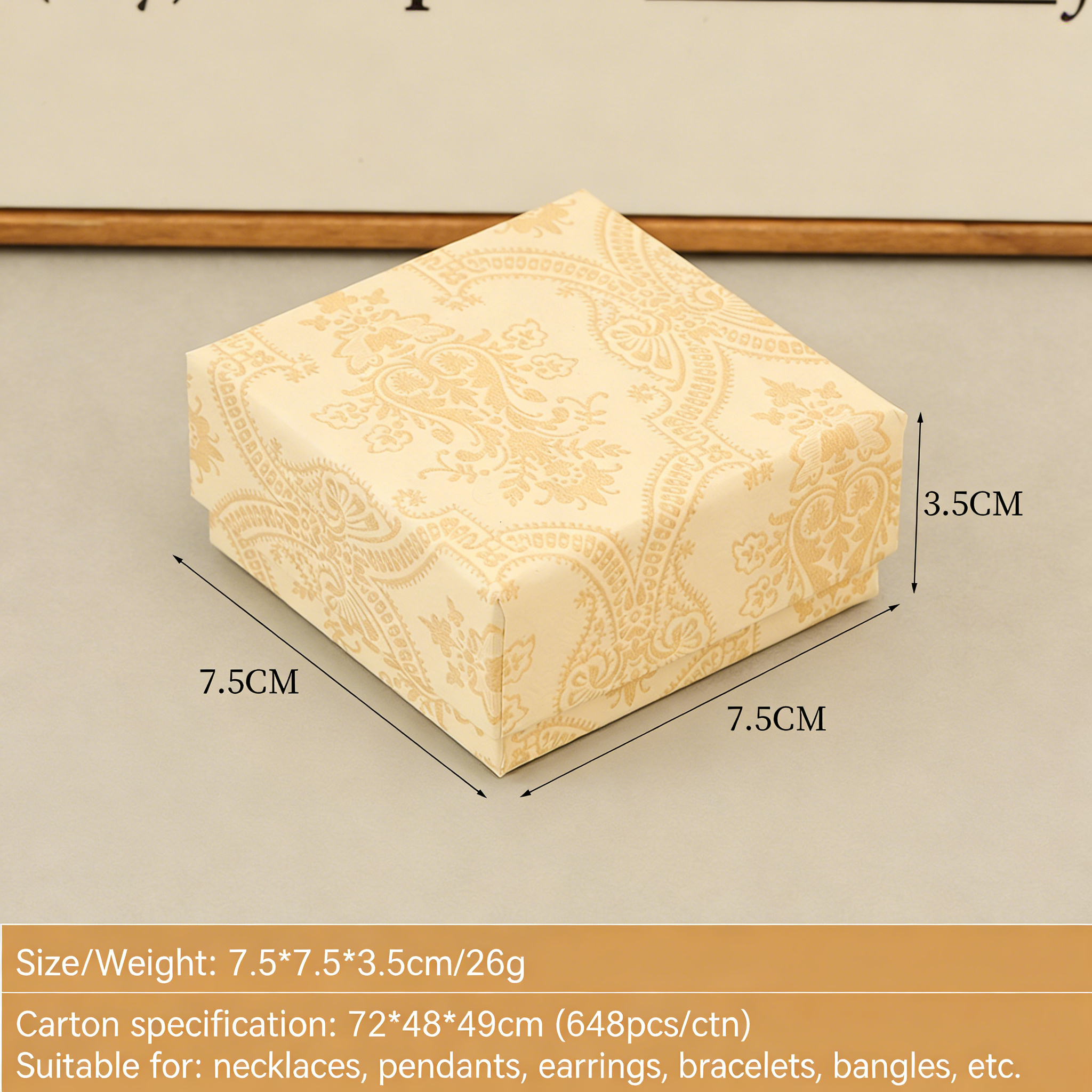 Amarillo pálido[Caja de pulsera de 7,5*7,5*3,5 cm con esponja]