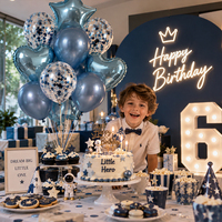 Ensemble de ballons pour centre de table de fête d'anniversaire, ballons en latex avec confettis et ballons en feuille d'aluminium en forme d'étoile et de cœur pour photos