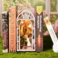 Rumah Bunga Mini DIY Cottage Greenhouse, Ornamen Pembatas Buku, Model Rumah Boneka Kayu Rakitan Buatan Tangan, Hadiah Mainan YM06 untuk Segala Usia