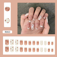 24 faux ongles à presser French Manucure réutilisables, forme carrée, avec colle, lot en gros pour salon