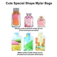 Schattige flesvormige aluminiumfolie hitteverzegelbare zakjes voor DIY logo Matcha cacao douchegel shampoo conditioner verpakkingen
