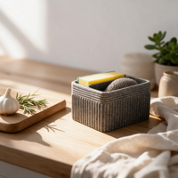 Schwammhalter mit dunklem Granit-Steineffekt, schmaler Schlitz, kompakter Küchenorganizer mit Abflusslöchern