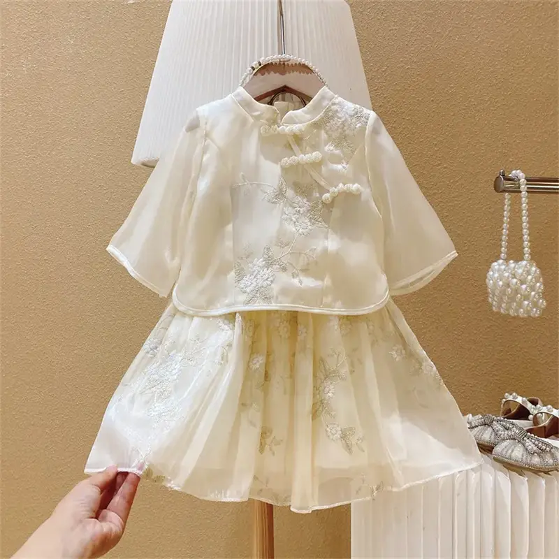 2024 año Huzhou estilo chino niña falda niños ropa niñas para 2 a 7 años niñas niños vestido de verano