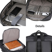 Sac à dos pour ordinateur portable homme, couleur unie minimaliste, avec port de charge USB, imperméable, pour extérieur, bureau et voyage