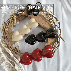 SHESHARES Kinling Diseño OEM Lindas Horquillas de Acetato con Forma de Corazón Rojo para Niñas, Estilo Dulce, Uso Diario, Moda 2025 - Product Image 2