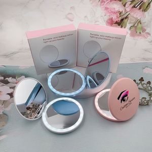 Portable Foldable Small Hand Held <b>Led</b> Mirror Travel Folding <b>Light</b> Fold Makeup Trifold Purse Cosmetic Mirror - Product Image 1
