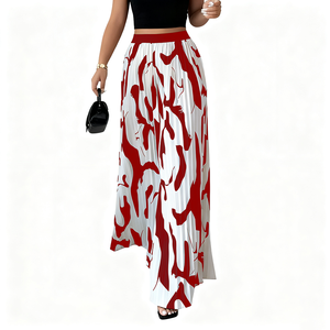 <span class=keywords><strong>Pantalon</strong></span> d'été plissé à jambes larges Impression de mode Confortable Taille élastique Polyvalent <span class=keywords><strong>Pantalon</strong></span> long ample pour femmes - Product Image 3