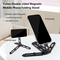 Support de téléphone magnétique portable, support de téléphone portable à aimant puissant, mini support de smartphone de poche, trépied pliable pour selfie