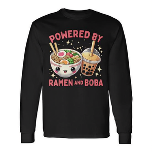 Camiseta de manga larga Powered By Ramen And Boba para amantes de la comida - Product Image 2
