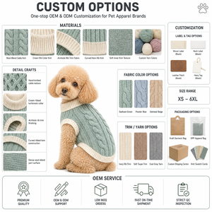 Chaleco sin mangas para perro de punto trenzado con cuello medio alto y ribetes en contraste, ropa de alta moda para mascotas, suave, elástico y cálido, tipo jersey. - Product Image 3