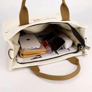 Custom Logo Size Printed Foldable Large Compartment Eco-Friendly Casual Cotton Canvas Handbag <b>Tote</b> Bag - Product Image 6