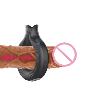Pene de <span class=keywords><strong>goma</strong></span> anillo vibrador de silicona demora la eyaculación anillo vibrador para los hombres juguete del sexo - Product Image 1