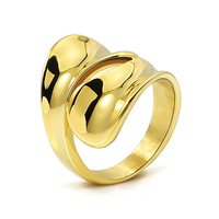 Bague géométrique en acier inoxydable 316L, anneaux anneaux longs, cercle large, couleur or, minimaliste, nouvelle tendance