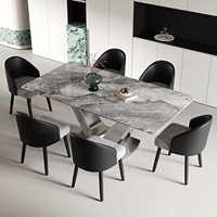 Table à manger moderne en pierre, fabriquée en Chine, pour salle à manger, restaurant, 6 places