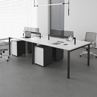 MEKIA Ensemble de bureau commercial en acier avec chaise, mobilier de bureau moderne, poste de travail informatique avec écran, 4 places