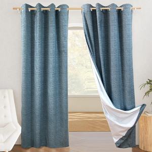 Vente en gros de tissu brossé <span class=keywords><strong>Film</strong></span> noir composite à œillets Impression numérique Rideaux de fenêtre occultants pour le salon - Product Image 5