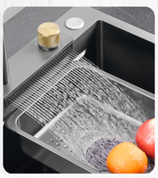 Évier de cuisine Tiktok avec écran numérique LED, robinet de cuisine moderne à touches de piano, acier inoxydable 304, évier de cuisine intelligent noir