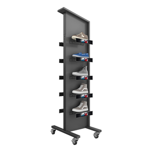 La fabbrica vende gli accessori del negozio <span class=keywords><strong>di</strong></span> marca delle calzature espositore per scarpe da appendere a doppio lato in metallo con ruote mobili - Product Image 6