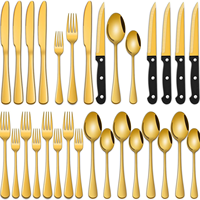 Lot de 24 couverts en acier inoxydable doré pour mariage – Cuillères, fourchettes, couteaux – Vente en gros fabricant