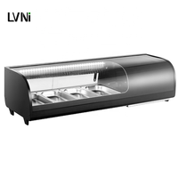 Vitrine réfrigérée pour sushis, vitrine incurvée en verre, refroidisseur LED, contrôle numérique de la température pour restaurant