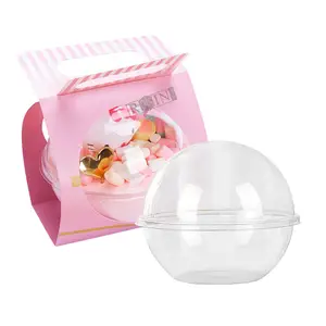 custom Hot Sale Round Shape Transparent Cake Box Mousse Cake Dessert Packaging Round Ball Box Baking Packaging Plastic Cake Box