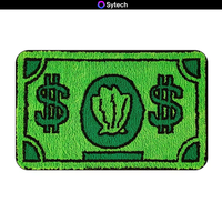 Tapis de sol carré moderne en peluche imitation cachemire, absorbant et antidérapant, avec motif dollar américain de dessin animé, pour salle de bain et salon