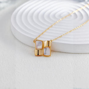 S925 Pur Argent Mode Simple Personnalité Blanc Carré Diamant Nacre Collier Bijoux Élégant S925 Diamant Boucles D'oreilles - Product Image 2