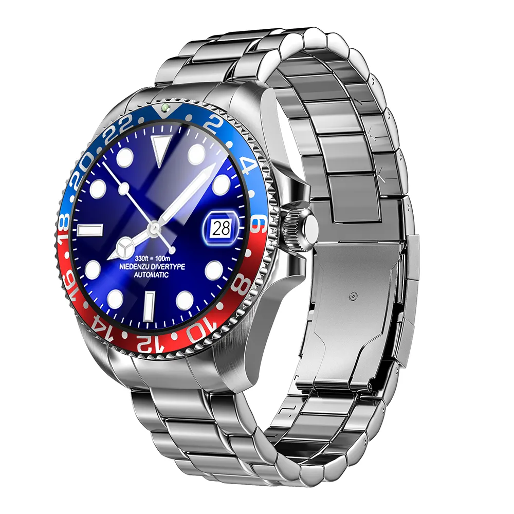 3D convex glass Mechanical rotating ring Smart Watch Men BT Call Health Fitness Sports reloj Smart Watch 2024
