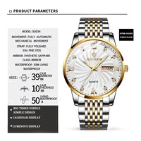 BINBOND jam tangan Quartz pria antiair, jam tangan olahraga bercahaya dengan tampilan kalender tanggal 3034