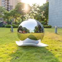 Maoping Grand Jardin Décoratif Extérieur En Métal Artisanat Miroir Poli Creux Sphère Statue En Acier Inoxydable Boule Sculpture