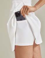Unisex Tennis Golf Bedruckter V-Ausschnitt Rock-Anzug Hochgeschnittener Kurzrock mit Taschen Nabel-Top Fitness-Bekleidung Atmungsaktiv Schnelltrocknend 100%