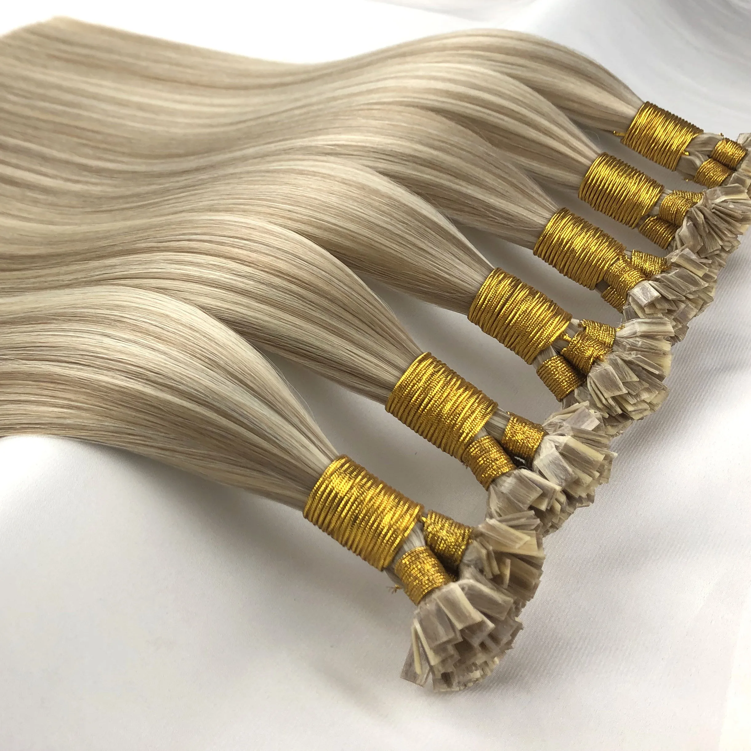 Toptan fiyat farklı türleri uzun ömürlü çift çizilmiş Keratin düz İpucu saç ekleme insan saçı