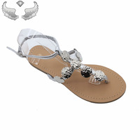 Sandales d'été pour femmes en métal, design populaire, respirantes, durables, légères, à boucle, faible MOQ pour essai