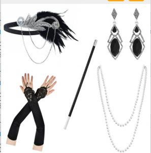 Costume <span class=keywords><strong>Charleston</strong></span> des années 1920 pour cosplay d'Halloween, accessoires Gatsby des années 1920, serre-tête rose nude, serre-tête à plumes Great Gatsby - Product Image 2