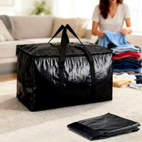 Sacs de rangement pliables modernes, réutilisables, écologiques, imperméables, à fermeture éclair, en PE tissé, de grande capacité, extra-larges et très résistants