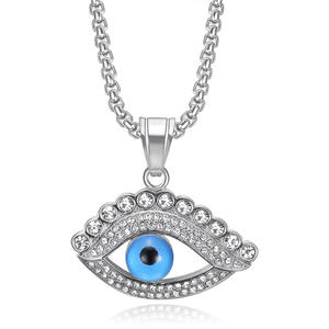 316 acier inoxydable oeil <span class=keywords><strong>d</strong></span>'<span class=keywords><strong>ange</strong></span> pendentif collier mode plaqué or Talisman Zircon religieux bijoux accessoire pour hommes fêtes - Product Image 5