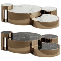 Ensemble de tables basses contemporaines de luxe en acier inoxydable et verre trempé, design géométrique, pour hall d'entrée, salon ou studio