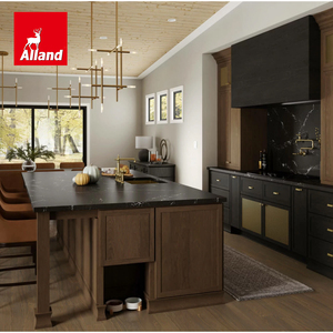 <span class=keywords><strong>Armoire</strong></span> <span class=keywords><strong>de</strong></span> cuisine sur mesure Allandcabinet, style transitionnel, finition placage bois naturel, panneau Shaker en bois d'érable avec îlot - Product Image 4