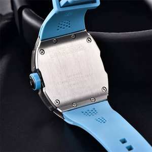 Reloj de Lujo para Hombre PINTIME 8133 Tonneau, Nuevo Movimiento de Cuarzo, Diseño Tourbillon Hueco, Silicona, Acero Inoxidable, Cristal Personalizable - Product Image 3