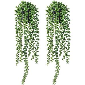 Plante murale artificielle suspendue <span class=keywords><strong>en</strong></span> plastique, type Mandala, <span class=keywords><strong>en</strong></span> <span class=keywords><strong>pot</strong></span>, ne s'érèche pas, couronne de fleurs vertes décorative pour intérieur et extérieur - Product Image 6