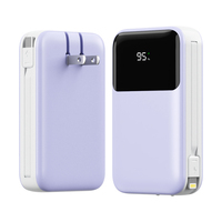Power Bank Mini Kapasitas Tinggi 10000mAh 22.5W Pengisian Cepat AC Portabel dengan Layar Digital LED Kabel & Input Tipe-C