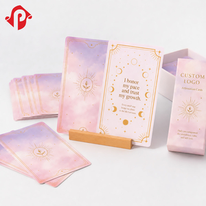 Carte Ispirazionali Personalizzate con Foglia d'Oro, Stampa Ecologica, Sfumature Rosa e Viola, Set di Carte per Mindfulness - Product Image 3