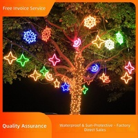 LED Weihnachts-Lichterkette mit fünfzackigem Stern, Mond und Schneeflocke, IP65 wasserdicht, für den Außenbereich, zum Aufhängen an Bäumen, warmweißes dekoratives Licht