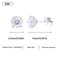 Boucles d'oreilles Moissanite hypoallergéniques Boucles d'oreilles en argent 925 plaqué or pour peau sensible