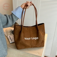 Sac fourre-tout de luxe en cuir pour femme, couleur unie, style vintage, grande capacité, en daim, pour la vente en gros et la personnalisation