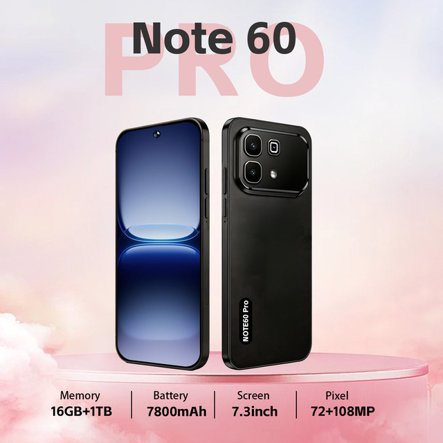 2026 Hot Note 60 Pro 5G Smartphone 16GB+1TB 108MP 7800mAh Android 15 Unlocked Dual SIM Mobile Phone