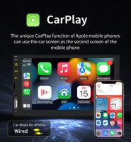 Autoradio Android BQCC 7 pouces double DIN, CarPlay sans fil OEM, écran HD, lecteur multimédia stéréo MP5, FM, USB, visionnage de films, caméra de recul