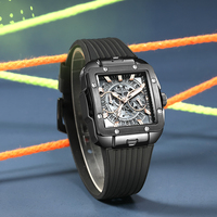 MEGIR 2228 Montre de luxe pour homme, sport, rectangulaire, en silicone, cadran lumineux, résistante à l'eau, chronographe - Édition limitée, quartz