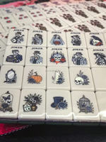 Ensemble de Mahjong Américain Personnalisé pour Halloween avec 160 Tuiles Acryliques Gravées, Crâne Gothique et Rose pour la Vente en Gros, Cadeau, OEM ODM