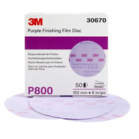 3M260L 152mm 6 pouces Disque de film de finition violet Hookit P1500 800 600 Grit Papier abrasif à sec Abrasif ultra-fin Polissage automobile